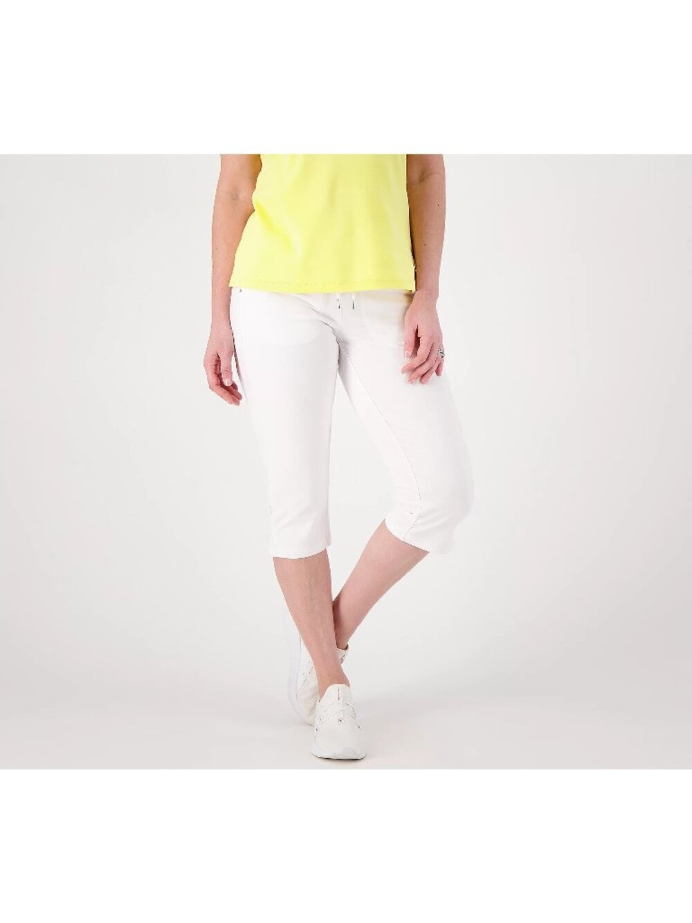 Sport Savvy Pants XL French Terry Crop Drawstring with Pockets White Minimalist